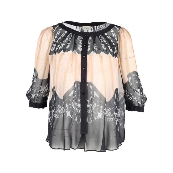 Temperley London Printed Sheer Blouse in Multicolor Silk